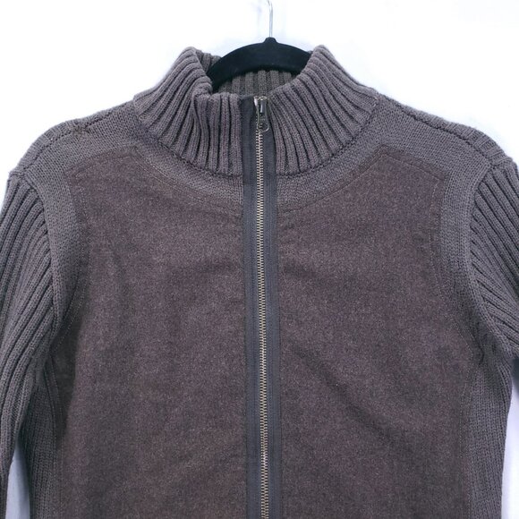Kuhl Merino Wool Blend Brown Mock Neck Full-Zip Sweater Jacket Zipper Pockets XS - Picture 6 of 14